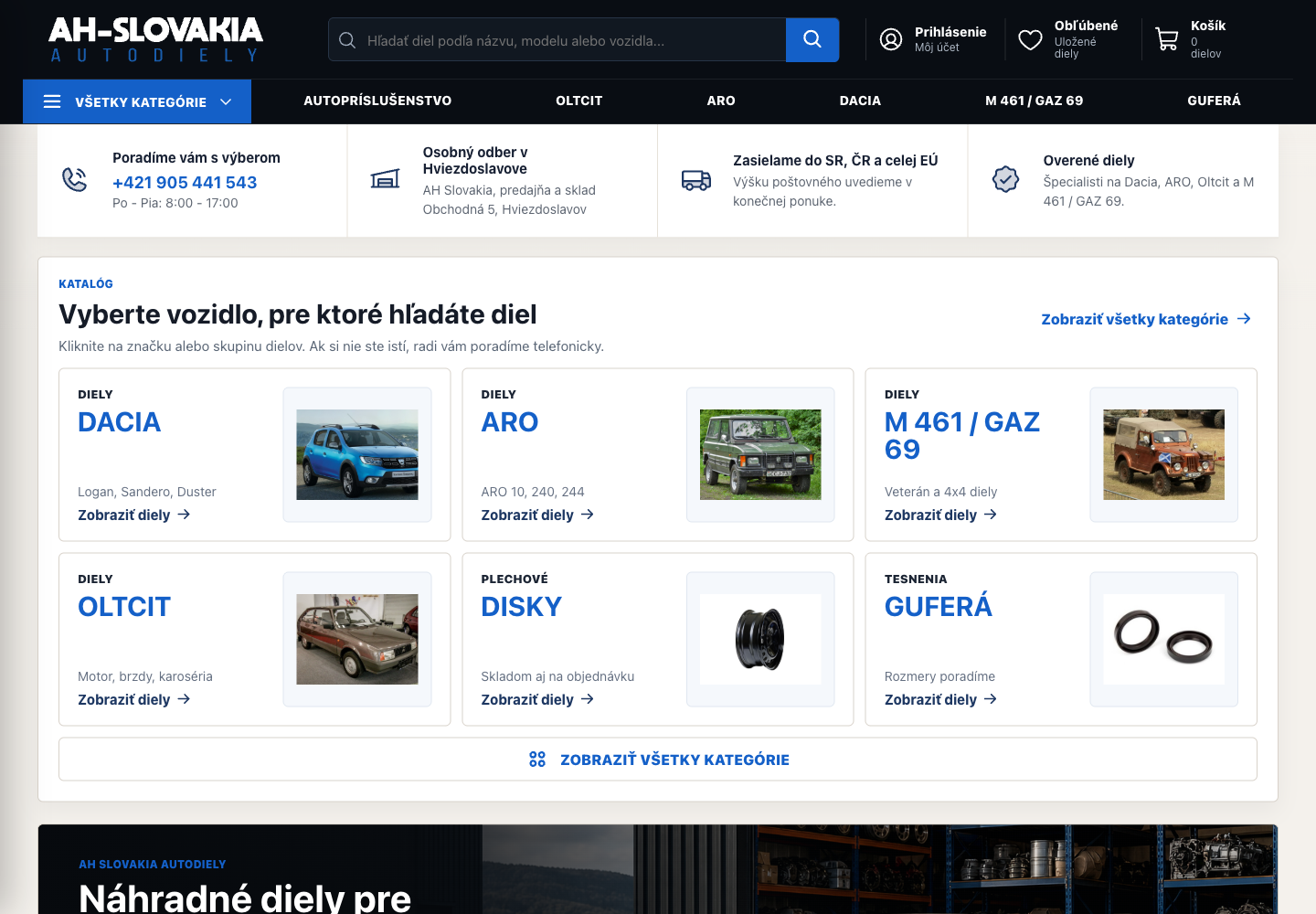 Domovská stránka AH Autodiely