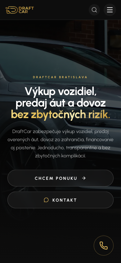 Mobilná verzia webu DraftCar